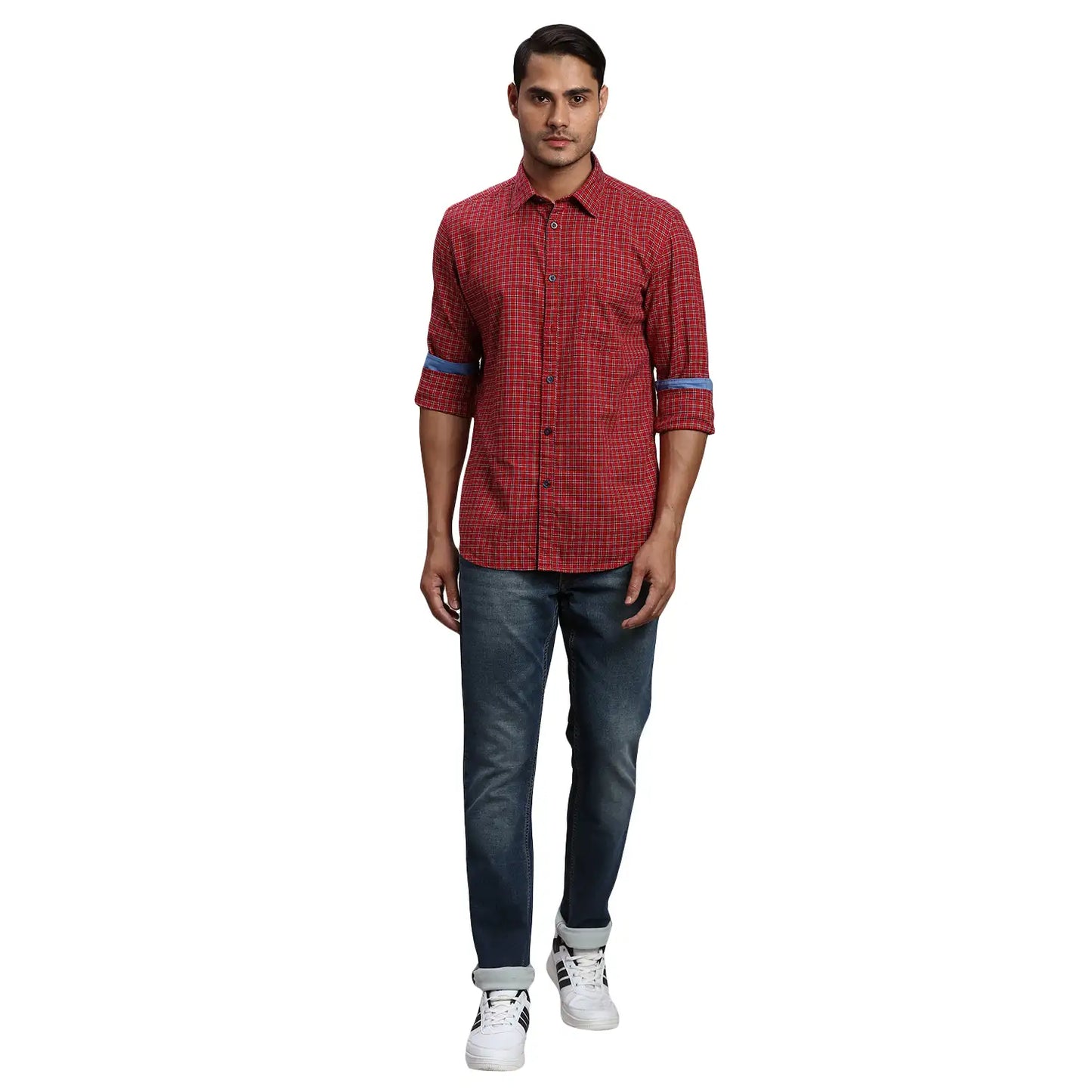 Men Slim Fit Orange Shirt