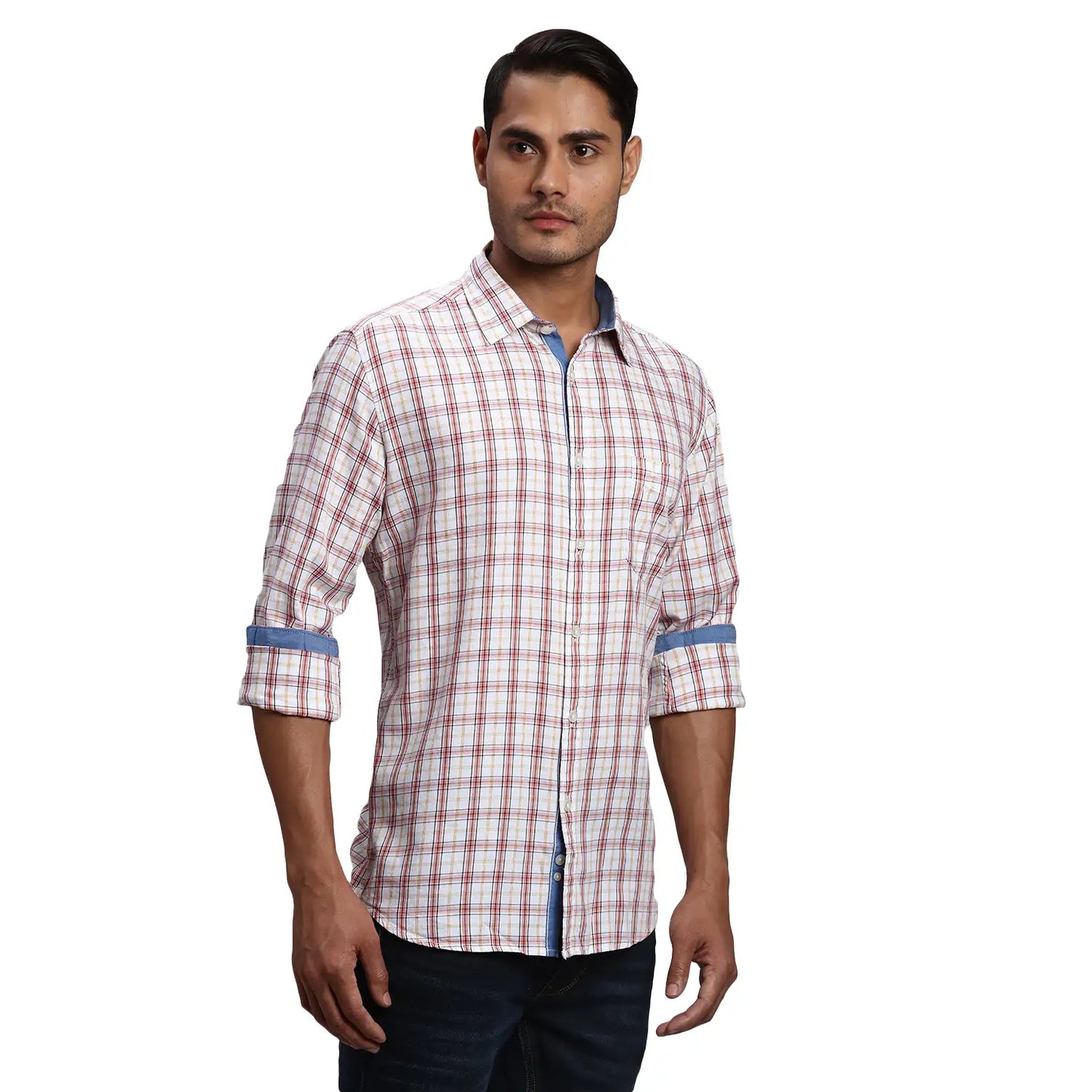Men Slim Fit Yellow Shirt