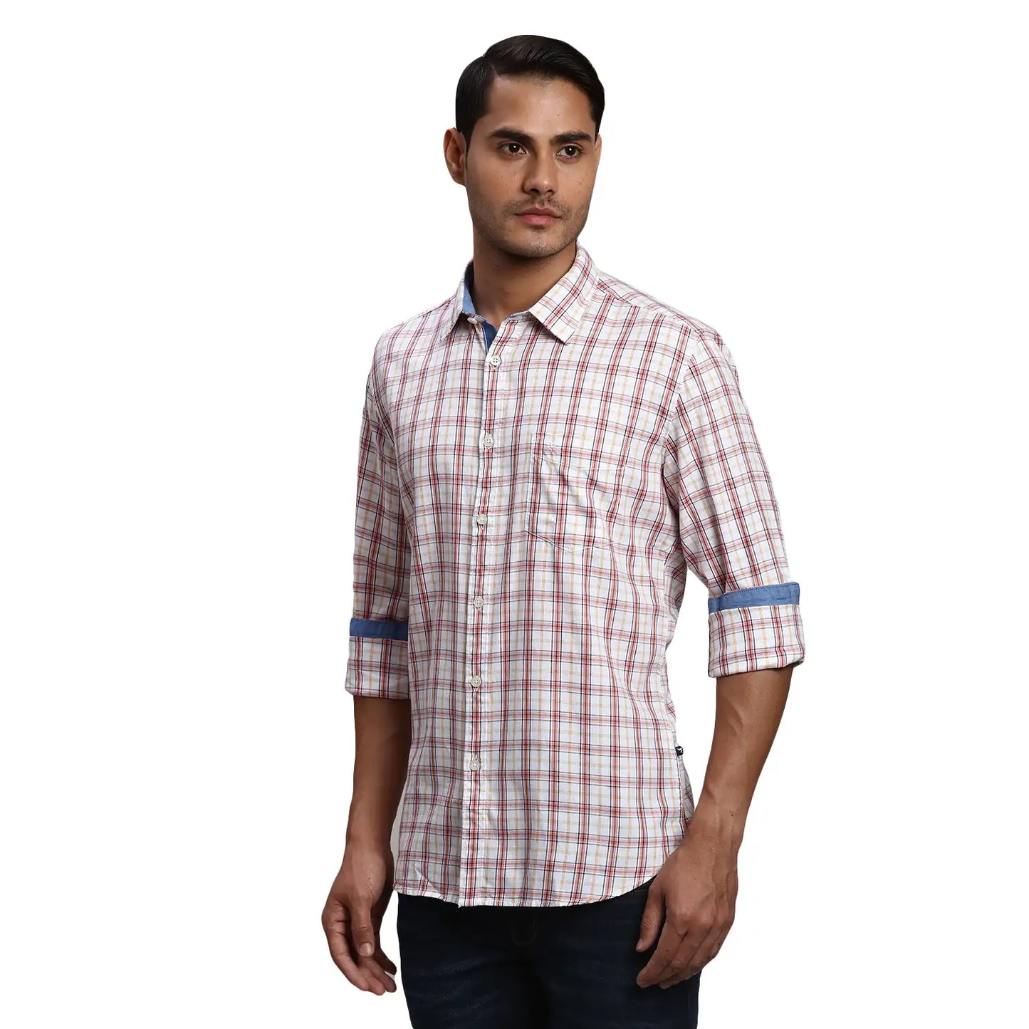 Men Slim Fit Yellow Shirt