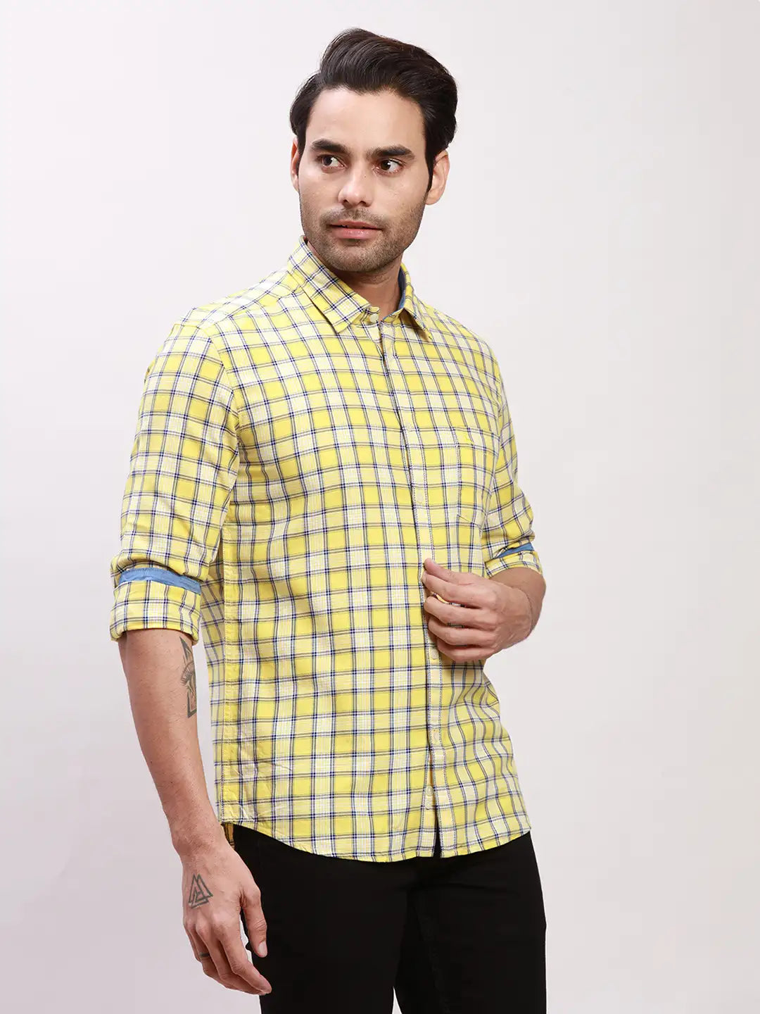 Parx Men Red Checks Slim Fit Cotton Full Sleeve Shirts
