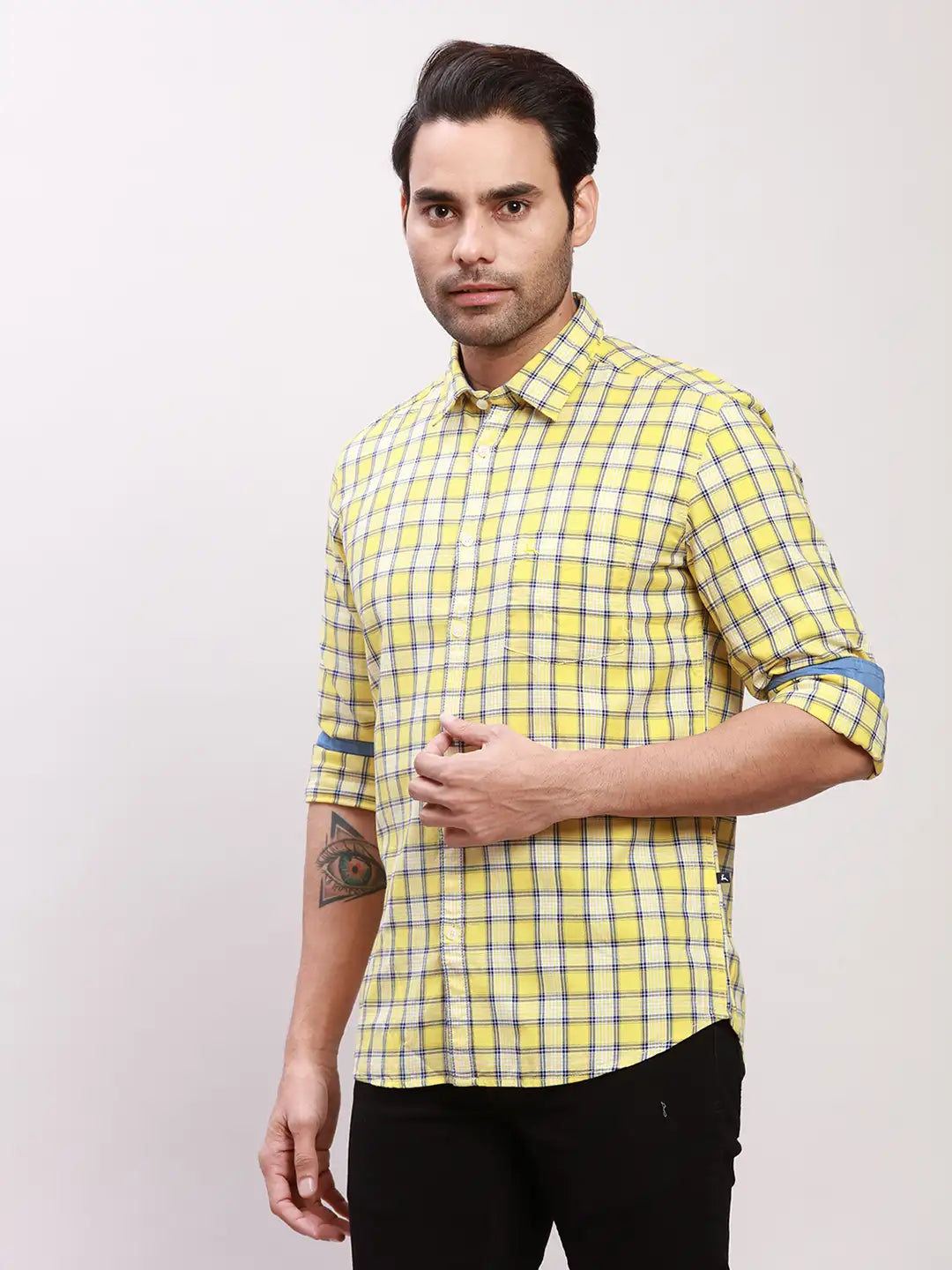 Parx Men Red Checks Slim Fit Cotton Full Sleeve Shirts