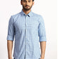 Men Blue Slim Fit Checks  Cotton Full Sleeve Cutaway Collar Shirts
