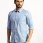 Men Blue Slim Fit Checks  Cotton Full Sleeve Cutaway Collar Shirts