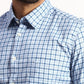 Men Blue Slim Fit Checks  Cotton Full Sleeve Cutaway Collar Shirts