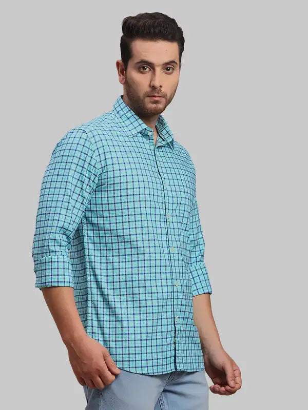 Men Slim Fit Green Shirt