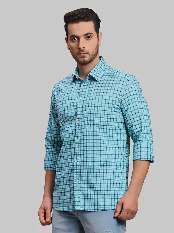 Men Slim Fit Green Shirt