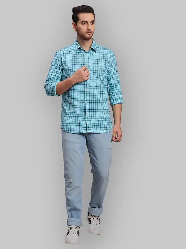 Men Slim Fit Green Shirt
