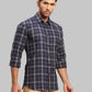 Parx Men Brown Slim Fit Checks Cotton Full Sleeve Cutaway Collar Shirts