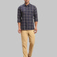 Parx Men Brown Slim Fit Checks Cotton Full Sleeve Cutaway Collar Shirts