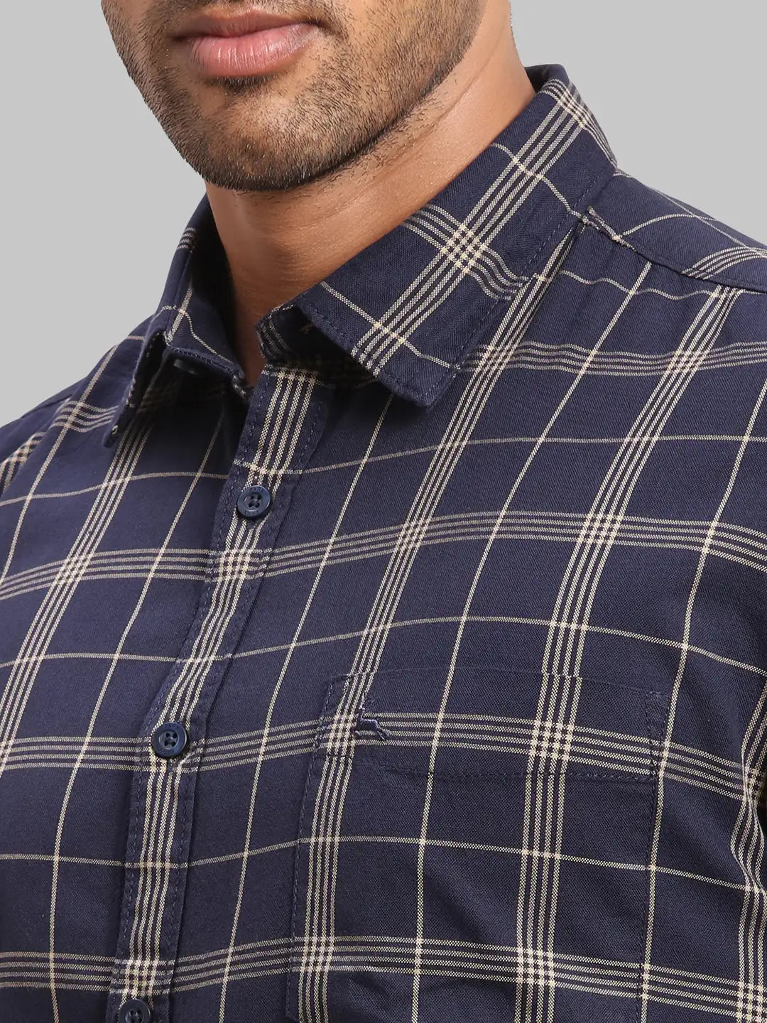 Parx Men Brown Slim Fit Checks Cotton Full Sleeve Cutaway Collar Shirts