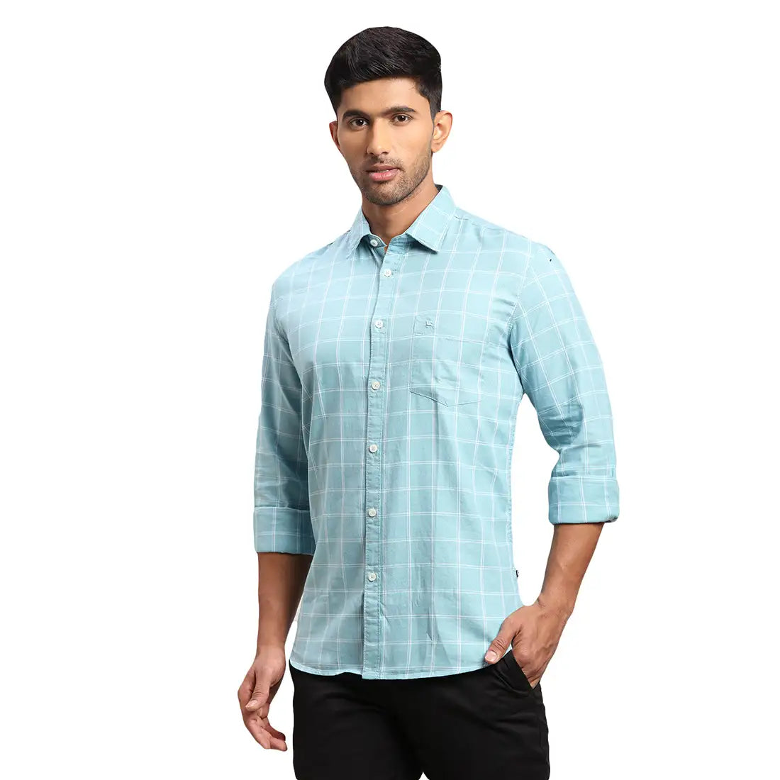 Men Slim Fit Dark Blue Shirt