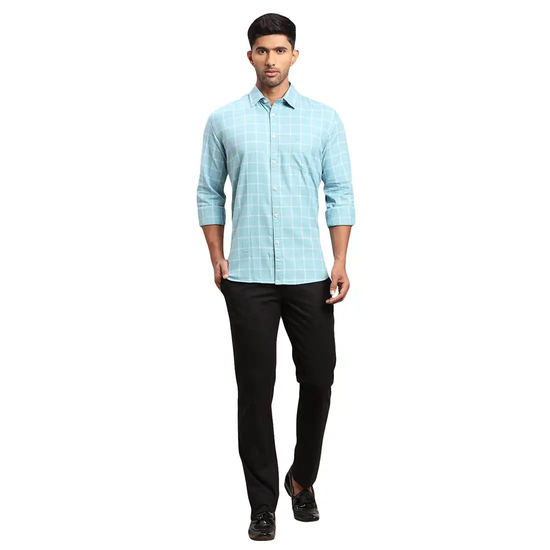 Men Slim Fit Dark Blue Shirt