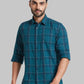 Men Green Slim Fit Checks  Cotton Full Sleeve Cutaway Collar Shirts