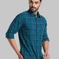 Men Green Slim Fit Checks  Cotton Full Sleeve Cutaway Collar Shirts