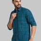 Men Green Slim Fit Checks  Cotton Full Sleeve Cutaway Collar Shirts