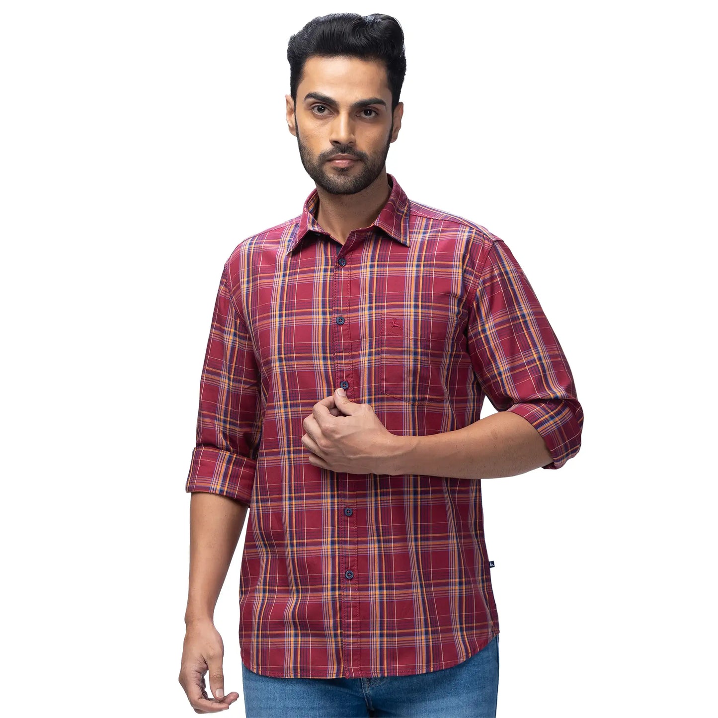 Men Slim Fit Medium Blue Shirt