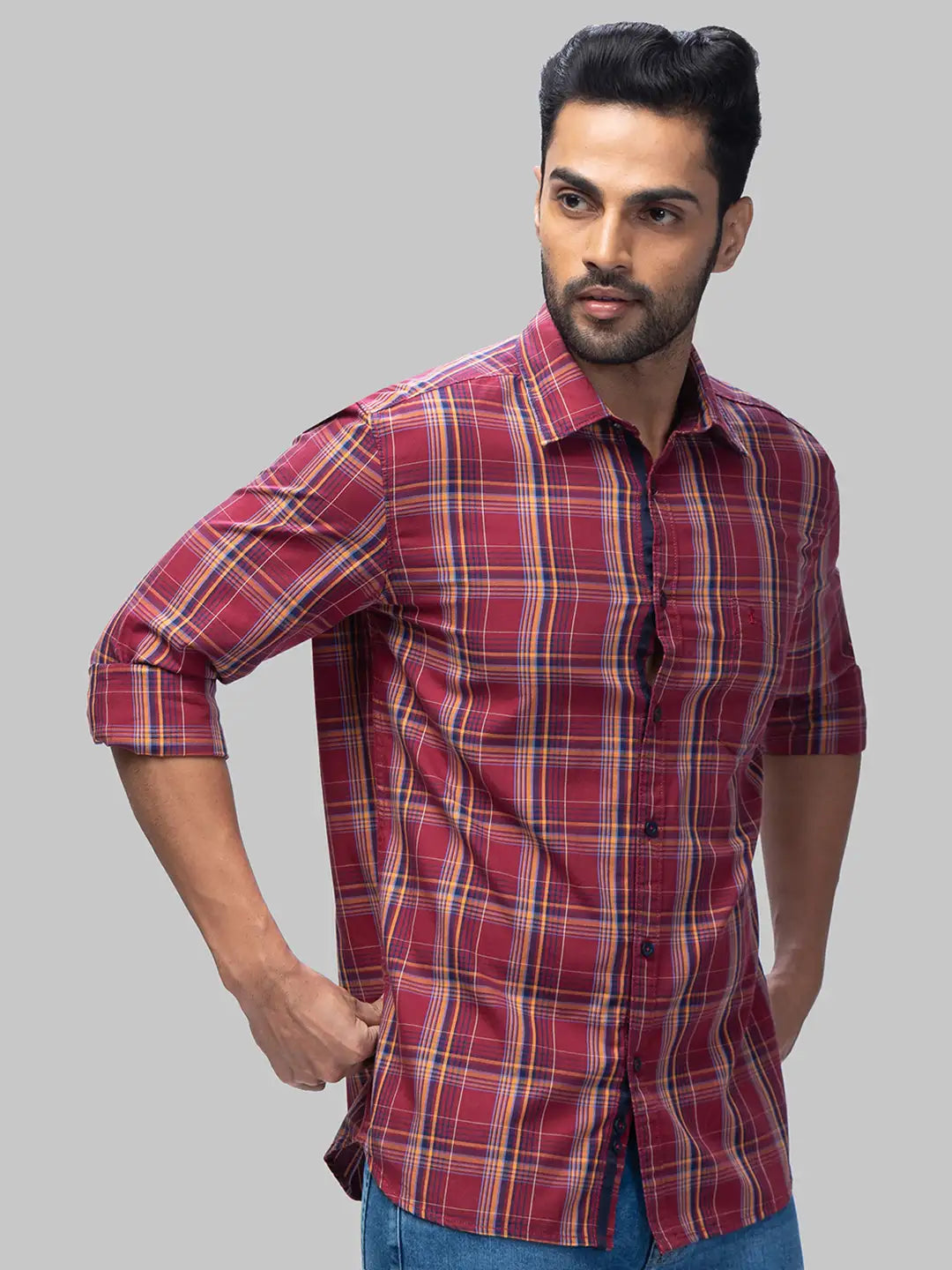 Men Slim Fit Medium Blue Shirt
