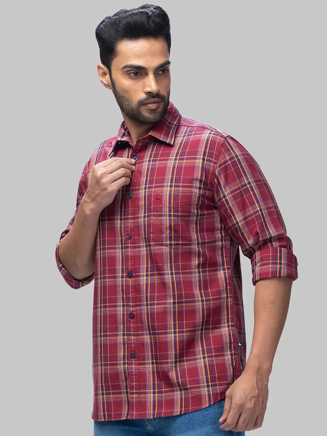Men Slim Fit Medium Blue Shirt