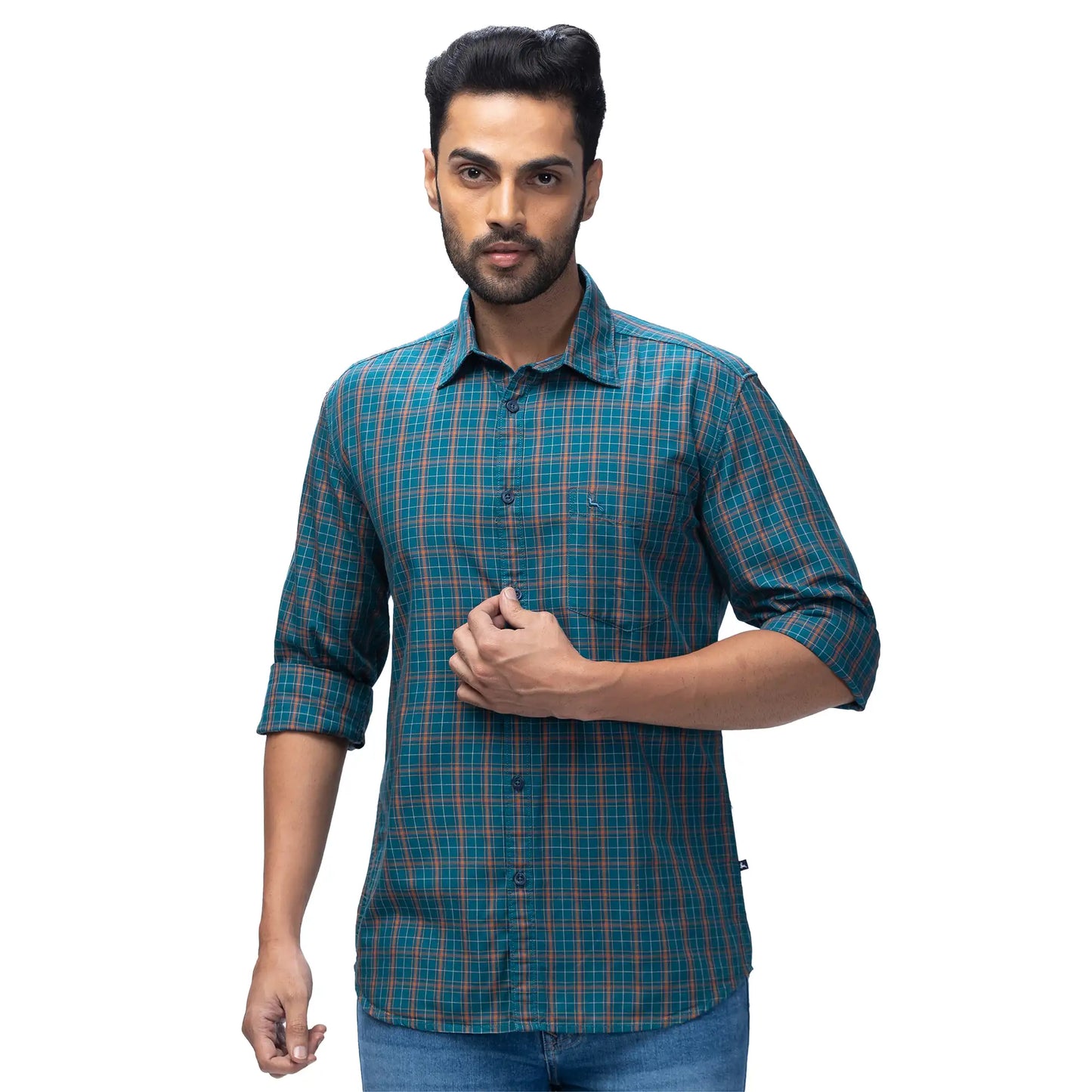 Men Slim Fit Light Grey Shirt