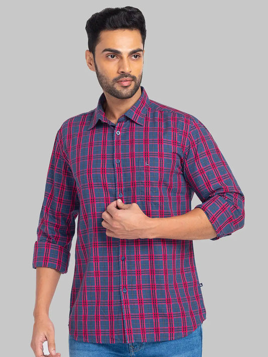 Parx Men Green Print Slim Fit Cotton Full Sleeve Shirts
