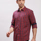 Parx Men Green Checks Slim Fit Cotton Full Sleeve Cut Away Collar Shirt