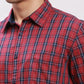 Parx Men Green Checks Slim Fit Cotton Full Sleeve Cut Away Collar Shirt