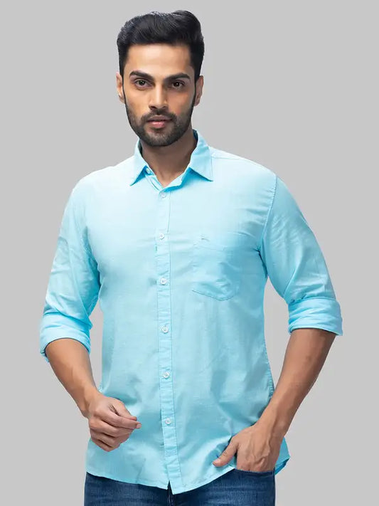 Men Slim Fit Green Shirt