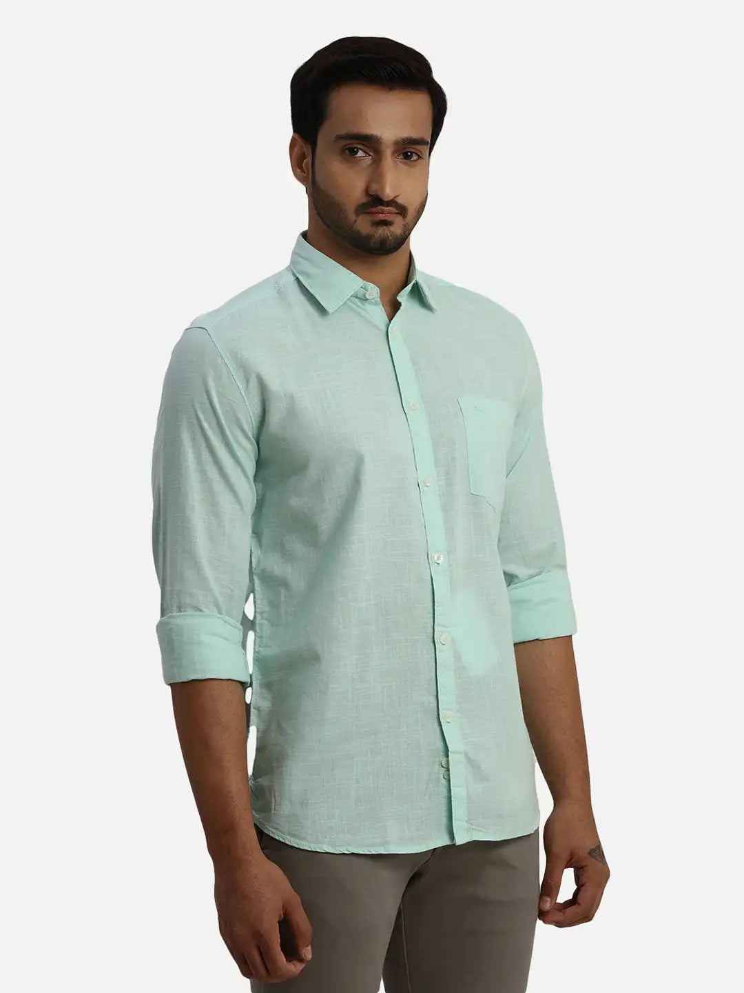 Men Slim Fit Grey Shirt