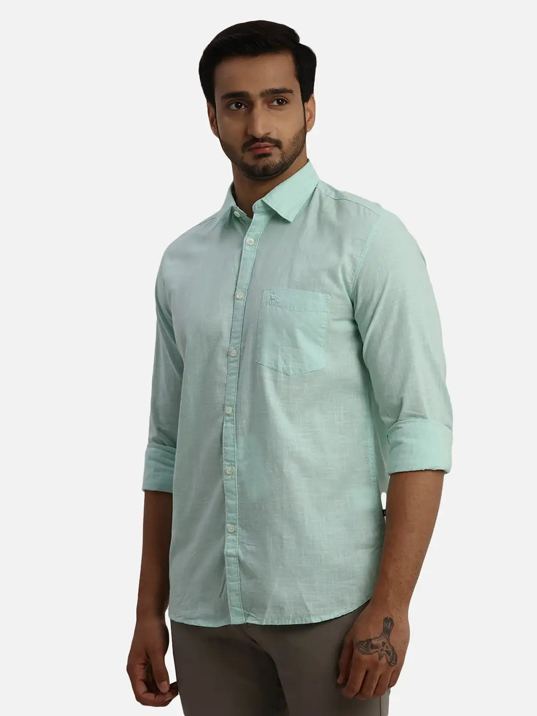 Men Slim Fit Grey Shirt