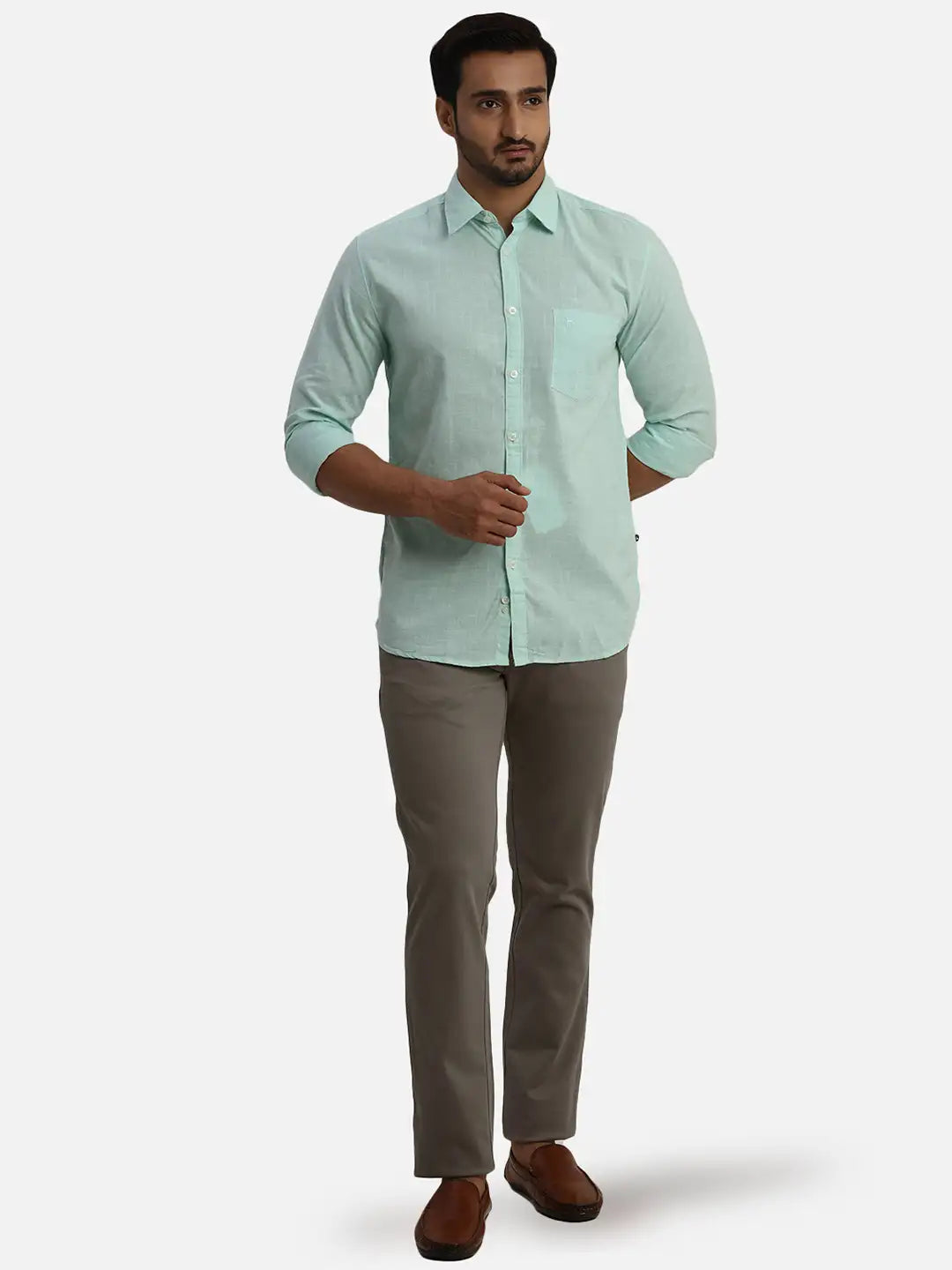 Men Slim Fit Grey Shirt