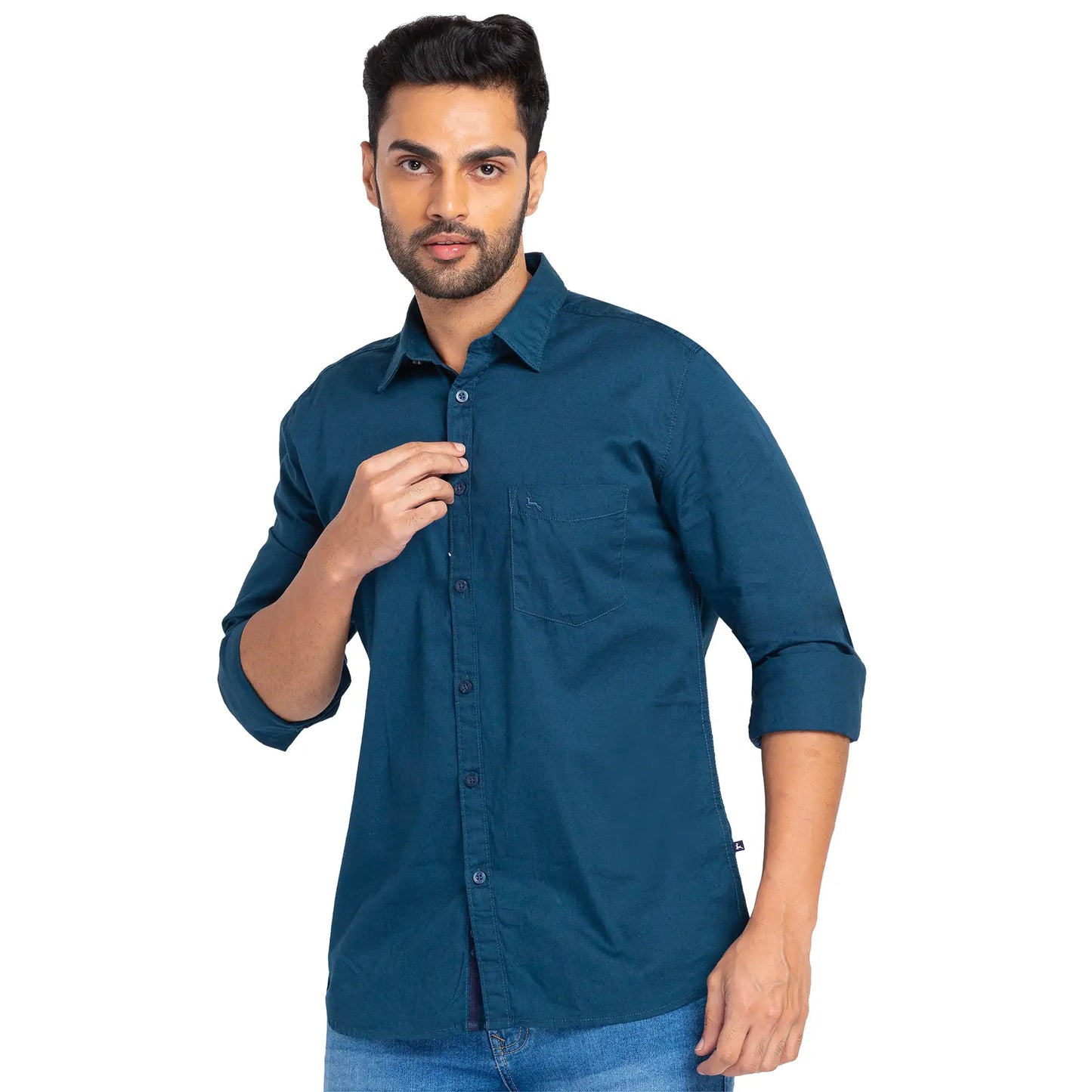 Men Slim Fit Green Shirt