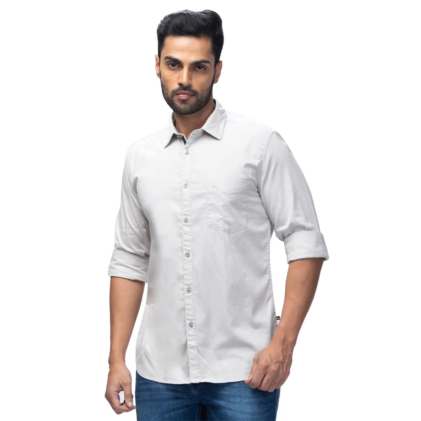 Men Slim Fit Medium Blue Shirt