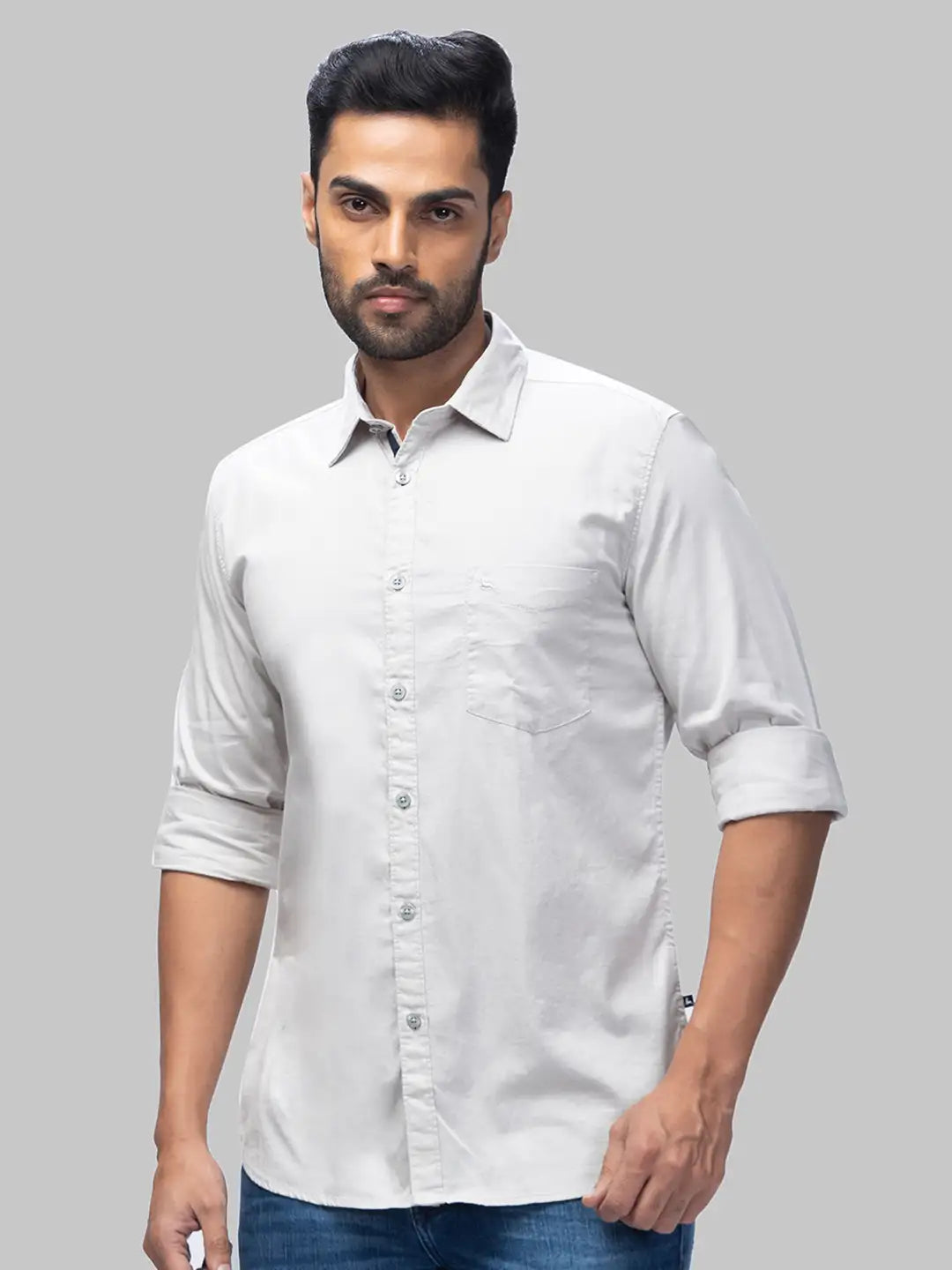 Men Slim Fit Medium Blue Shirt