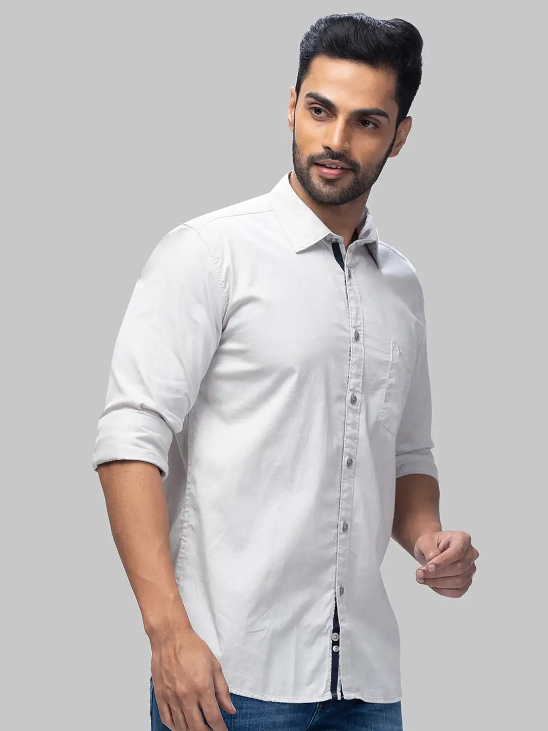 Men Slim Fit Medium Blue Shirt