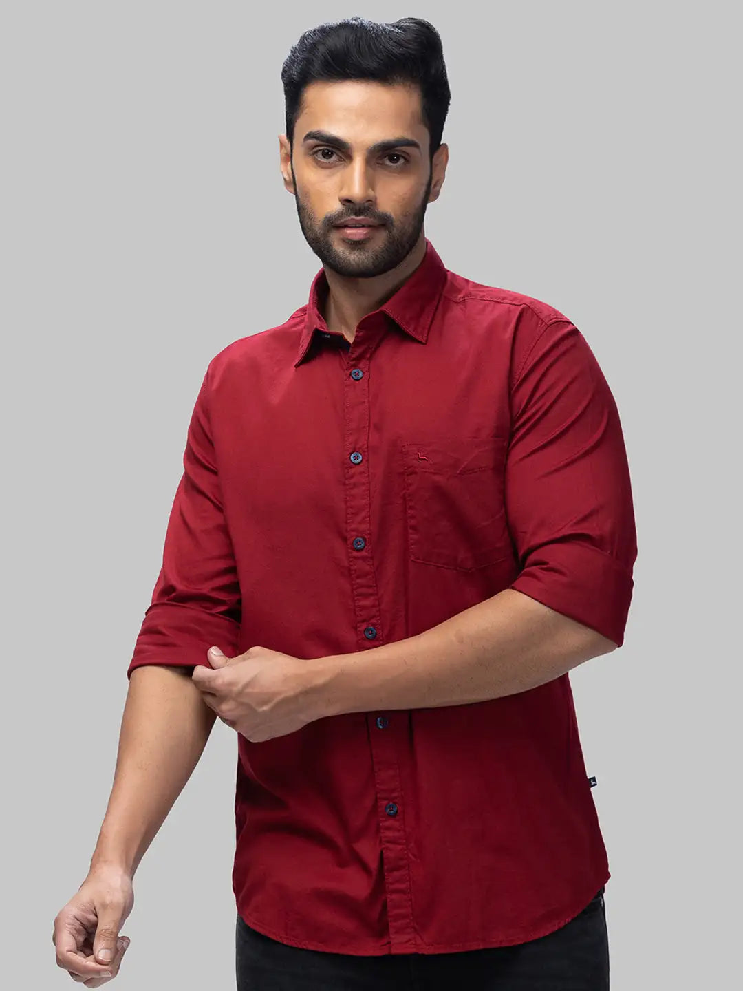 Men Blue Slim Fit Print  Cotton Full Sleeve Cutaway Collar Shirts