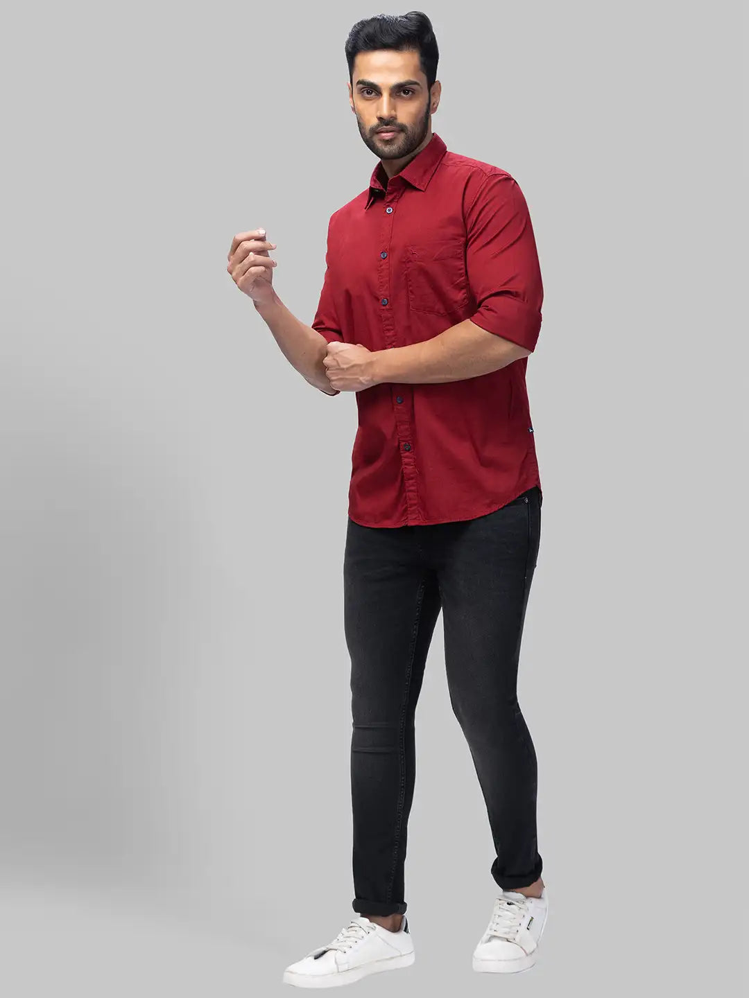 Men Blue Slim Fit Print  Cotton Full Sleeve Cutaway Collar Shirts