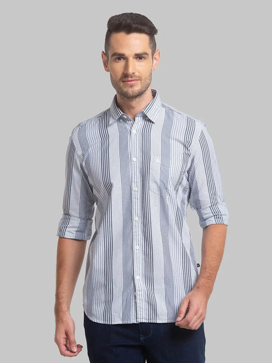 Men Slim Fit Light Grey Shirt