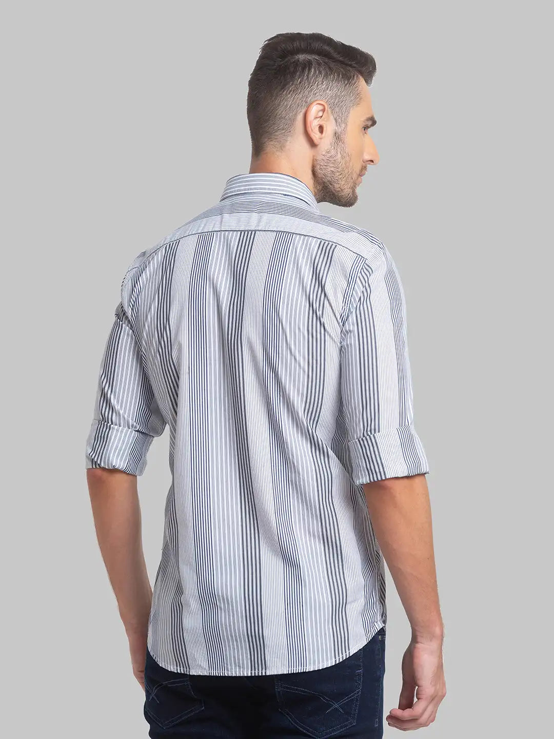 Men Slim Fit Light Grey Shirt