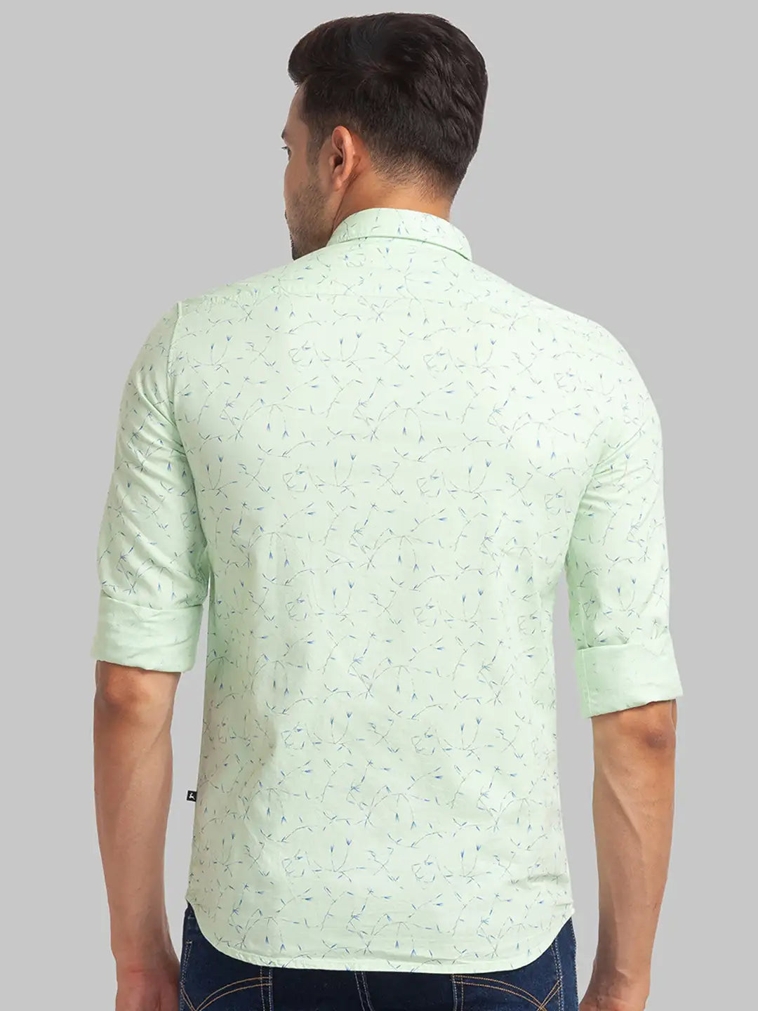 Men Slim Fit Light Green Shirt