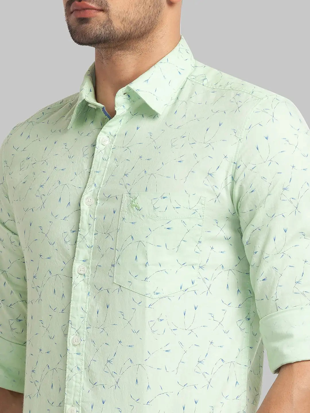 Men Slim Fit Light Green Shirt