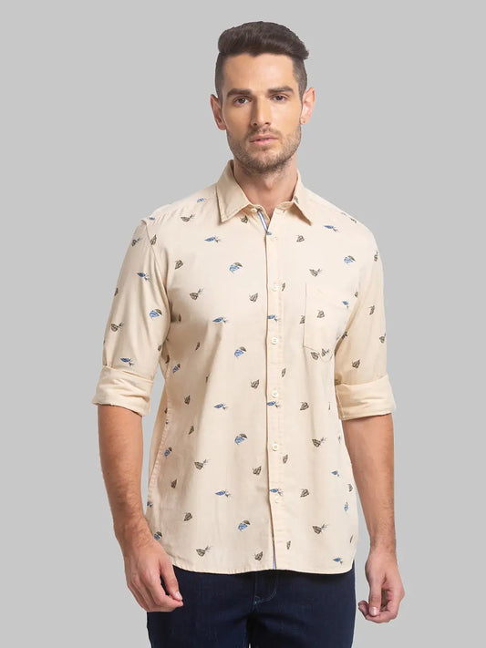 Men Slim Fit Light Green Shirt