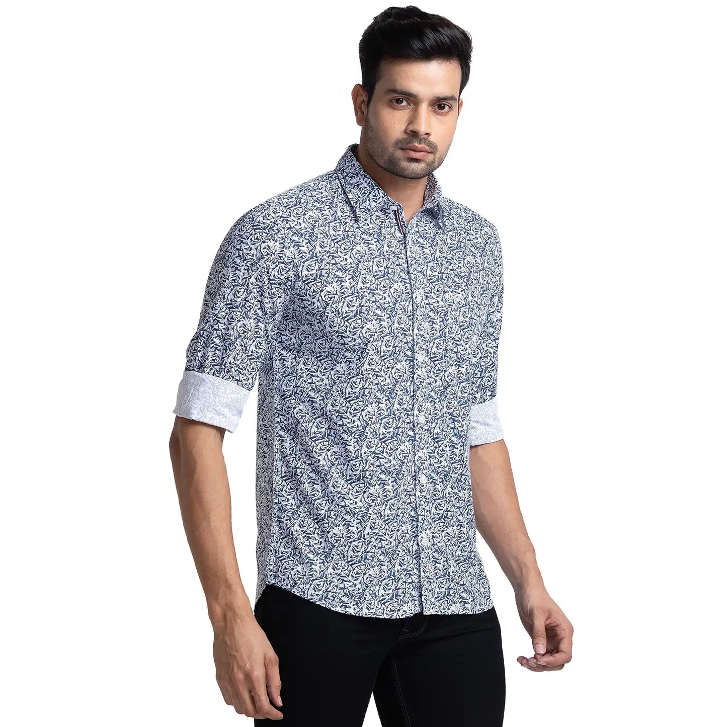 Men Slim Fit Blue Shirt