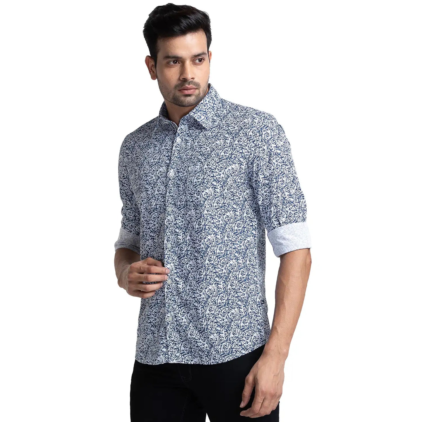 Men Slim Fit Blue Shirt