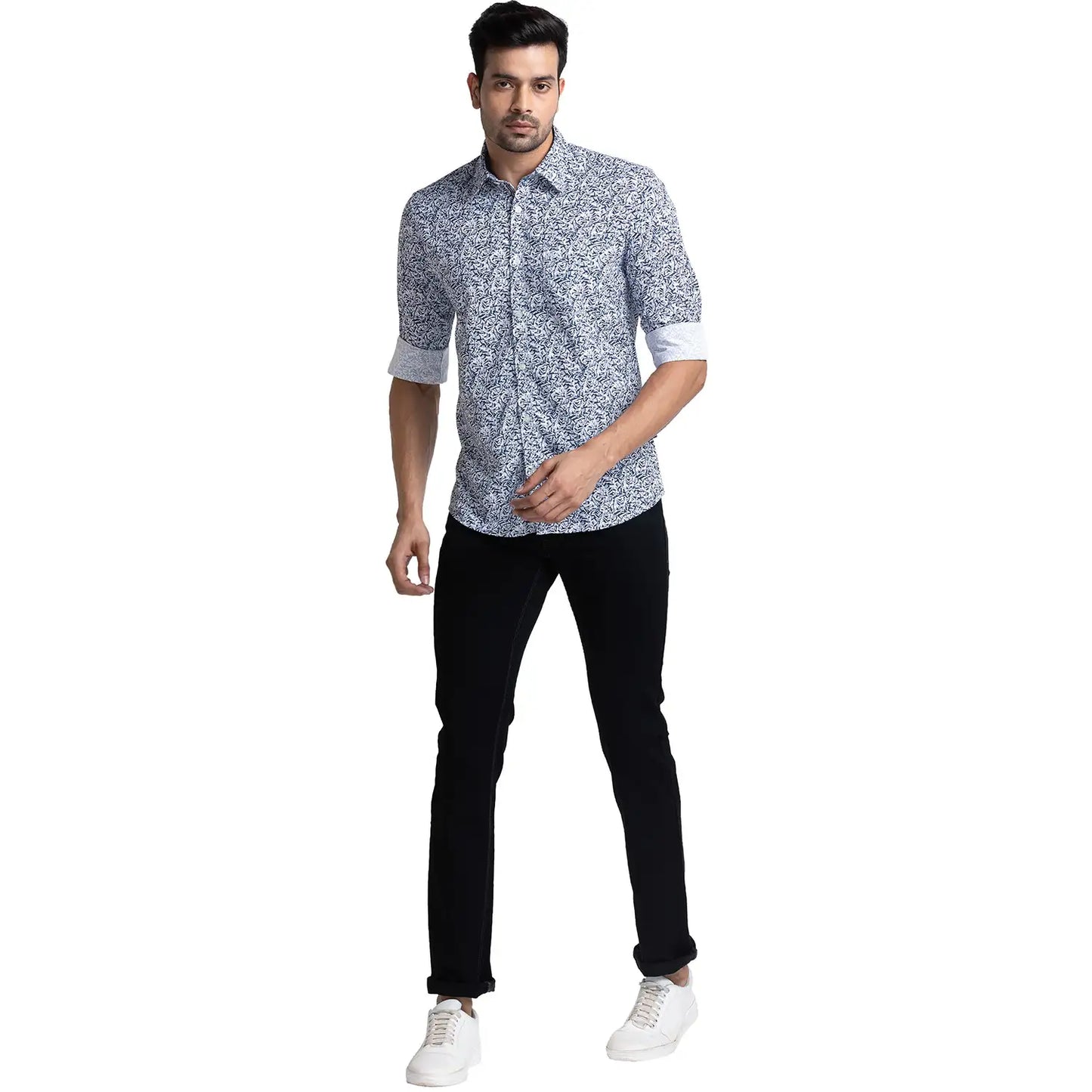Men Slim Fit Blue Shirt