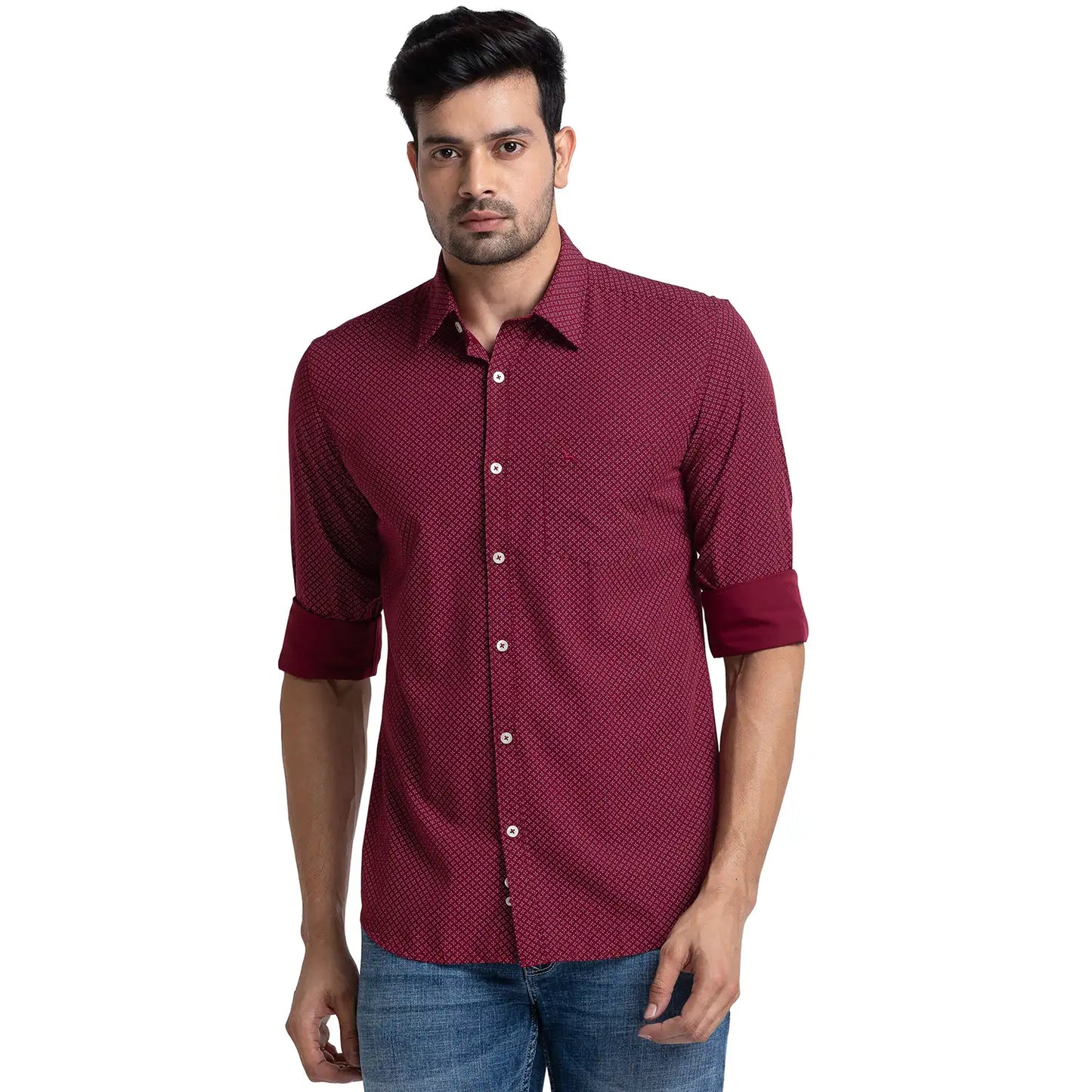Men Slim Fit Red Shirt