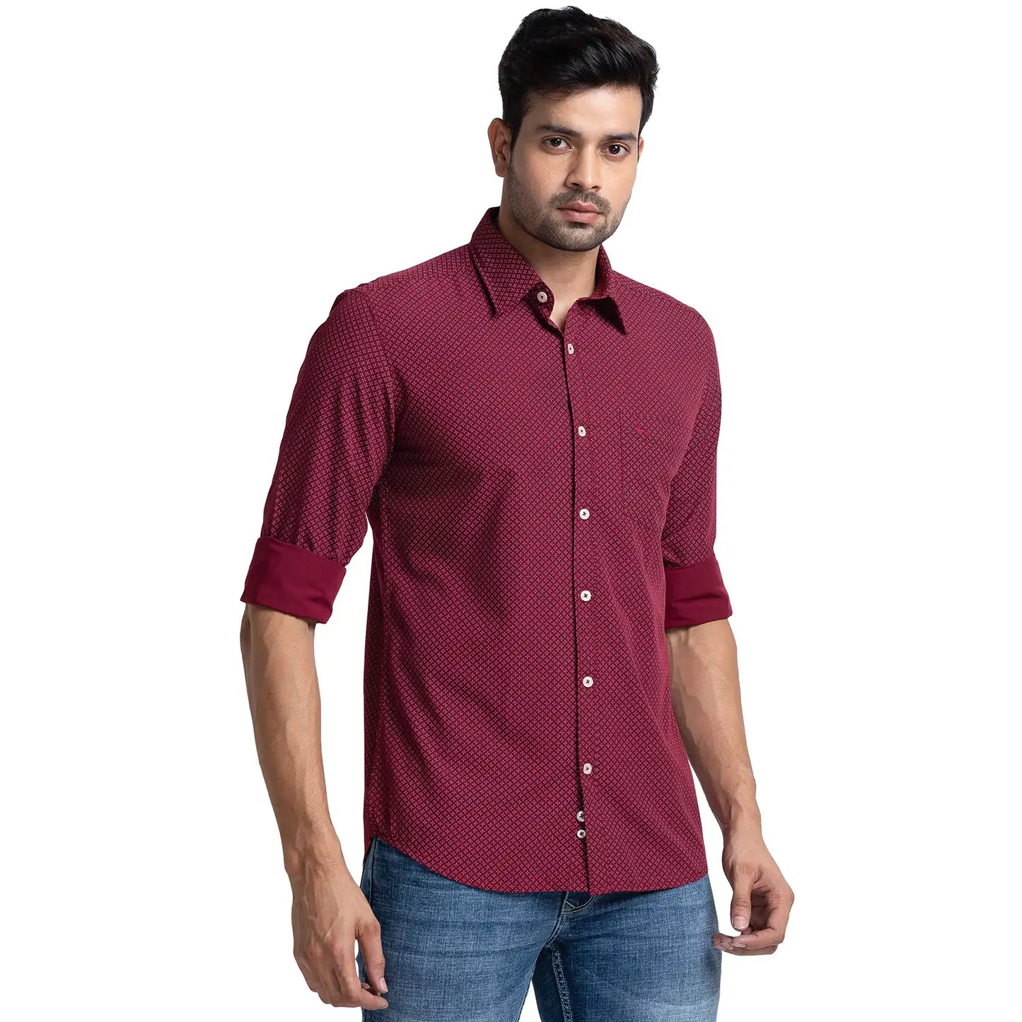 Men Slim Fit Red Shirt
