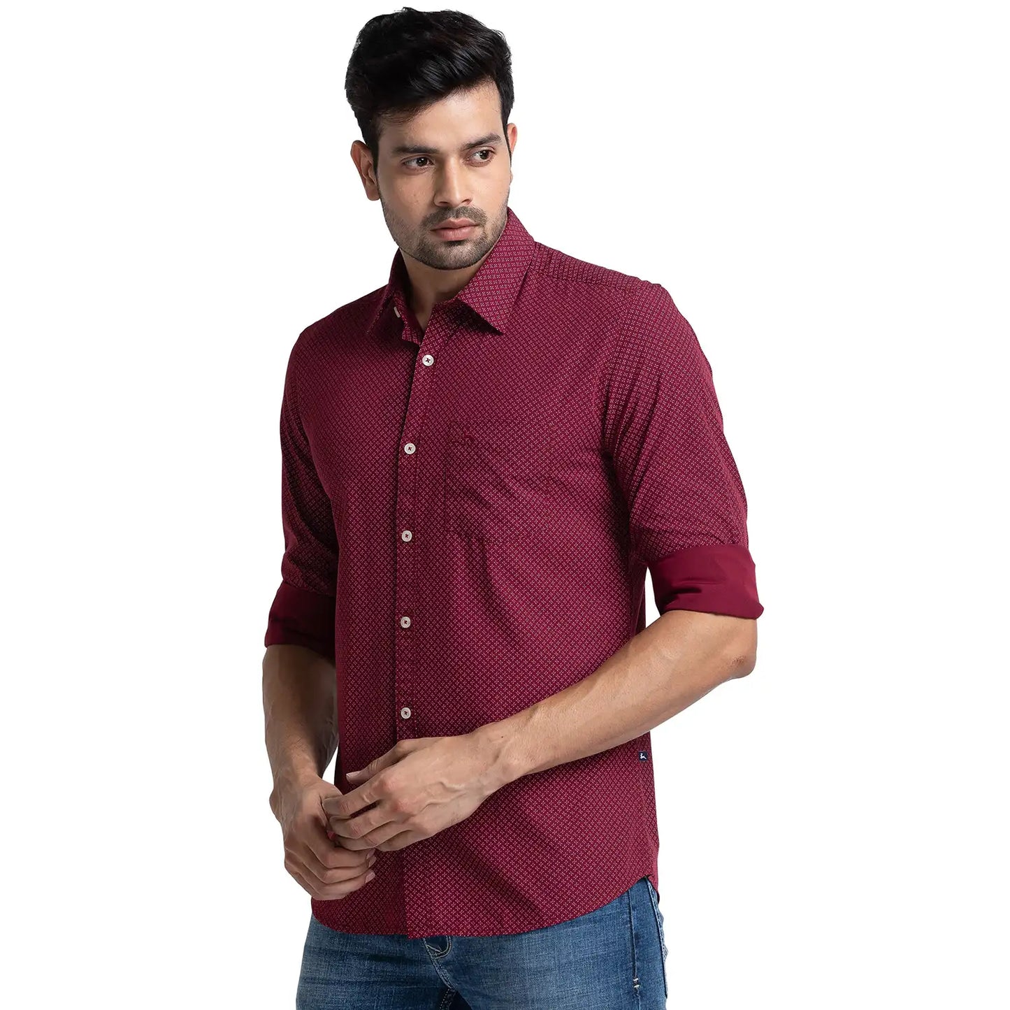 Men Slim Fit Red Shirt