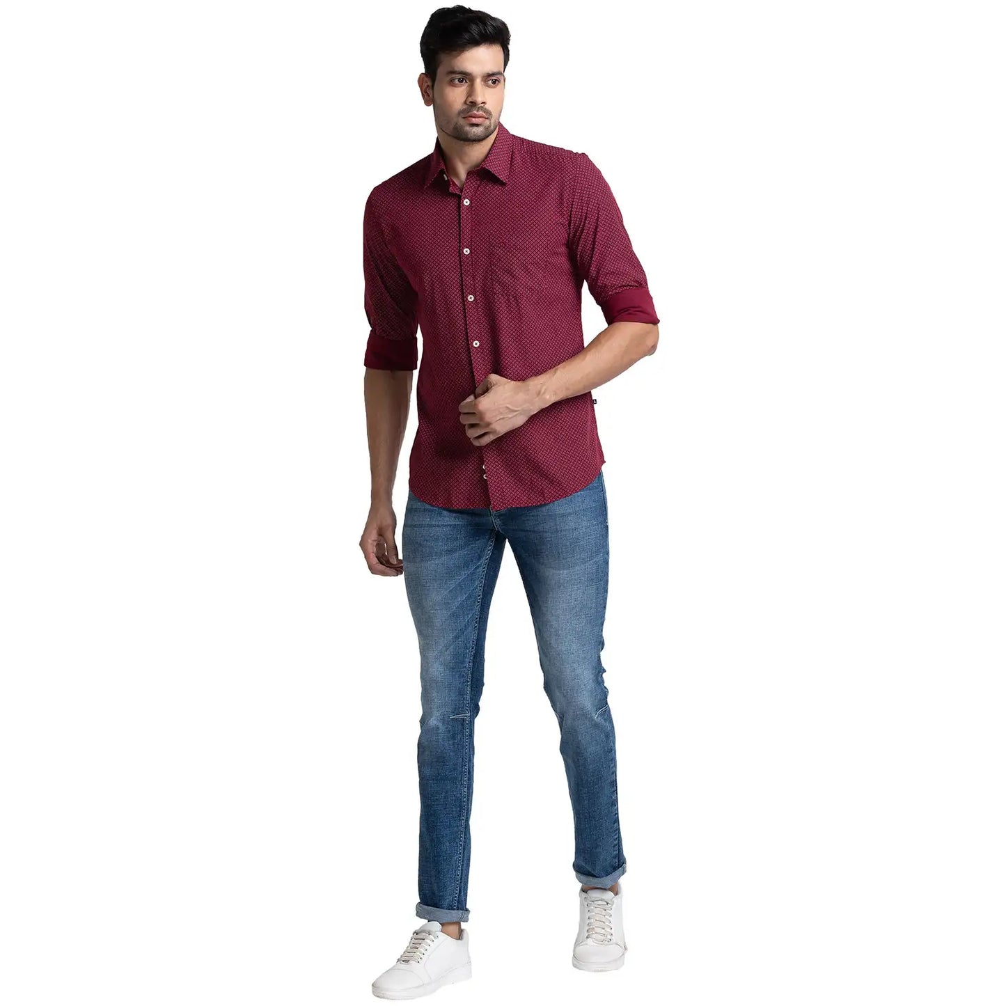 Men Slim Fit Red Shirt