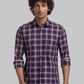 Parx Men Green Print Slim Fit Cotton Blend Full Sleeve Cutaway Collar Shirt