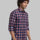 Parx Men Green Print Slim Fit Cotton Blend Full Sleeve Cutaway Collar Shirt